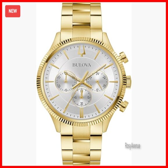 Men's Gold-Tone Stainless Steel Chronograph Watch 43mm Luminous Hands